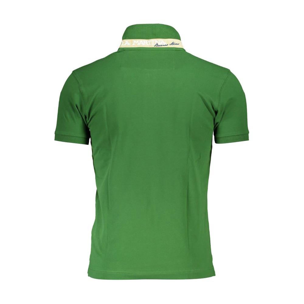 La Martina Sleek Green Slim Fit Polo with Contrast Detail La Martina