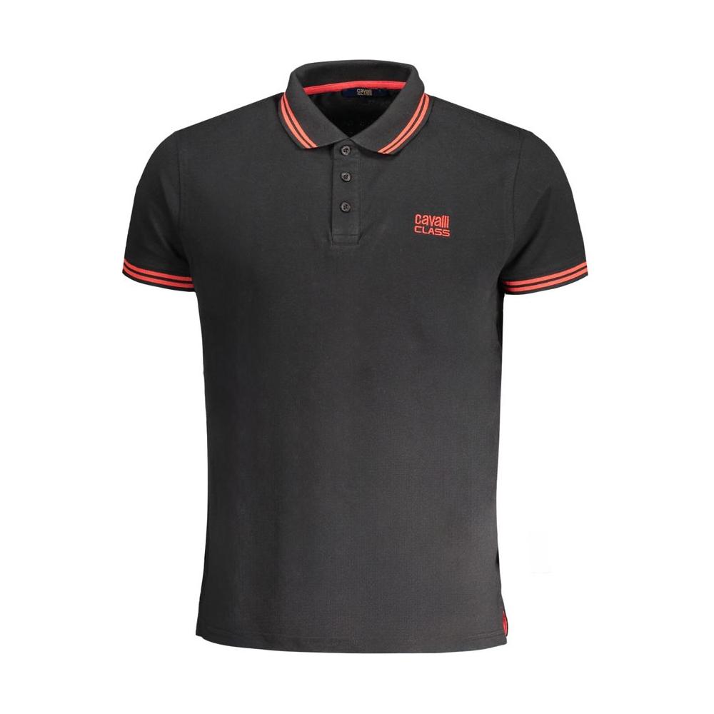 Cavalli Class Black Cotton Polo Shirt Cavalli Class