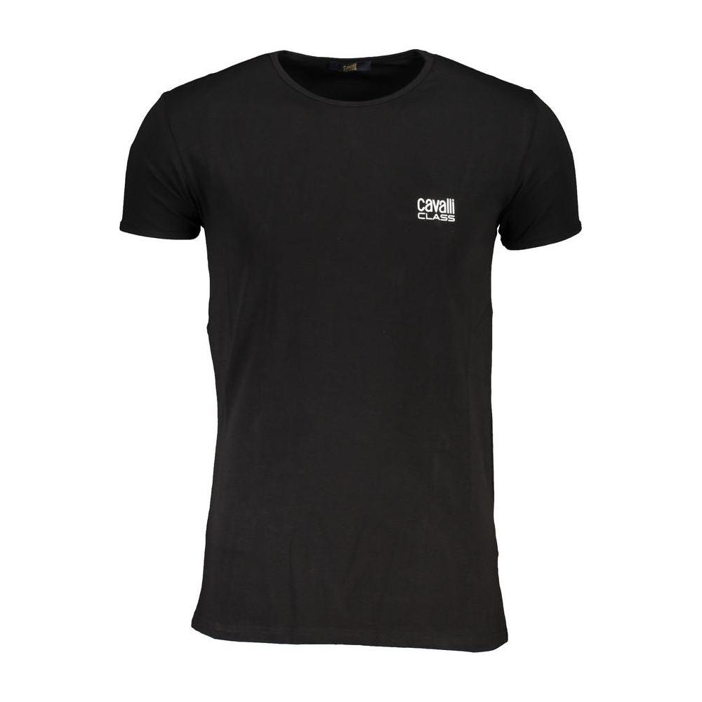 Cavalli Class Black Cotton T-Shirt Cavalli Class