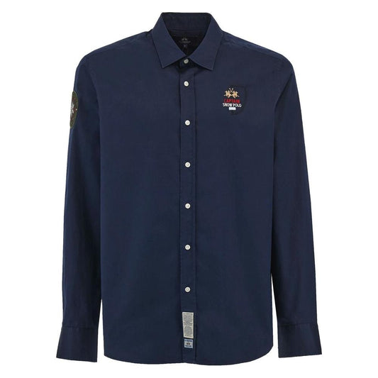 La Martina Blue Cotton Shirt La Martina