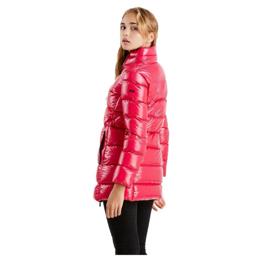 Fuchsia Shimmer Long Down Jacket