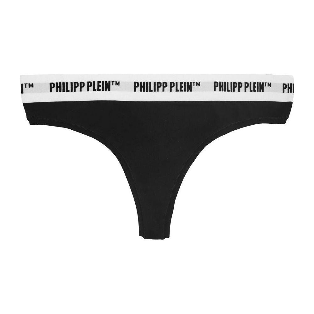 Philipp Plein Black Cotton Women Thong Two-Pack Philipp Plein