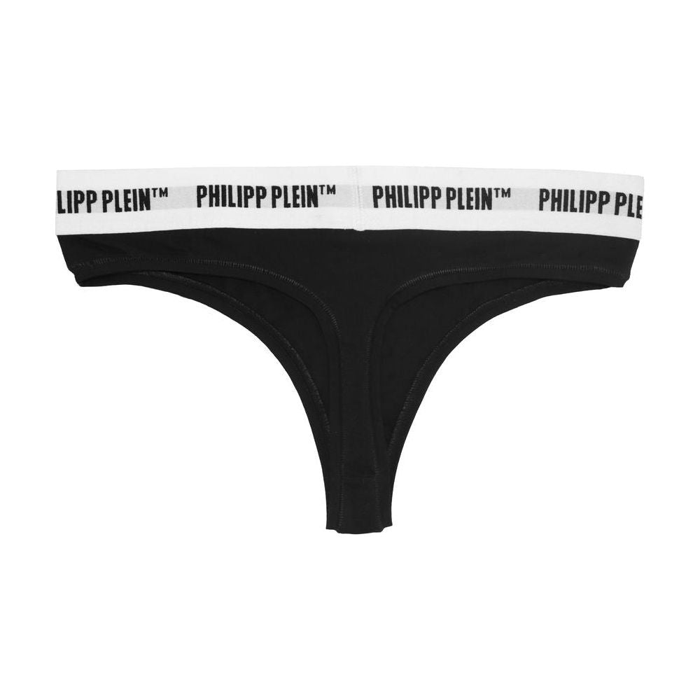 Philipp Plein Black Cotton Women Thong Two-Pack Philipp Plein