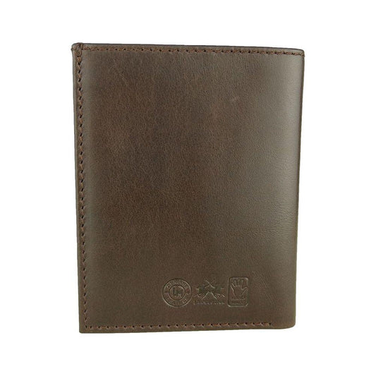 La Martina Elegant Dark Brown Leather Passport Holder La Martina