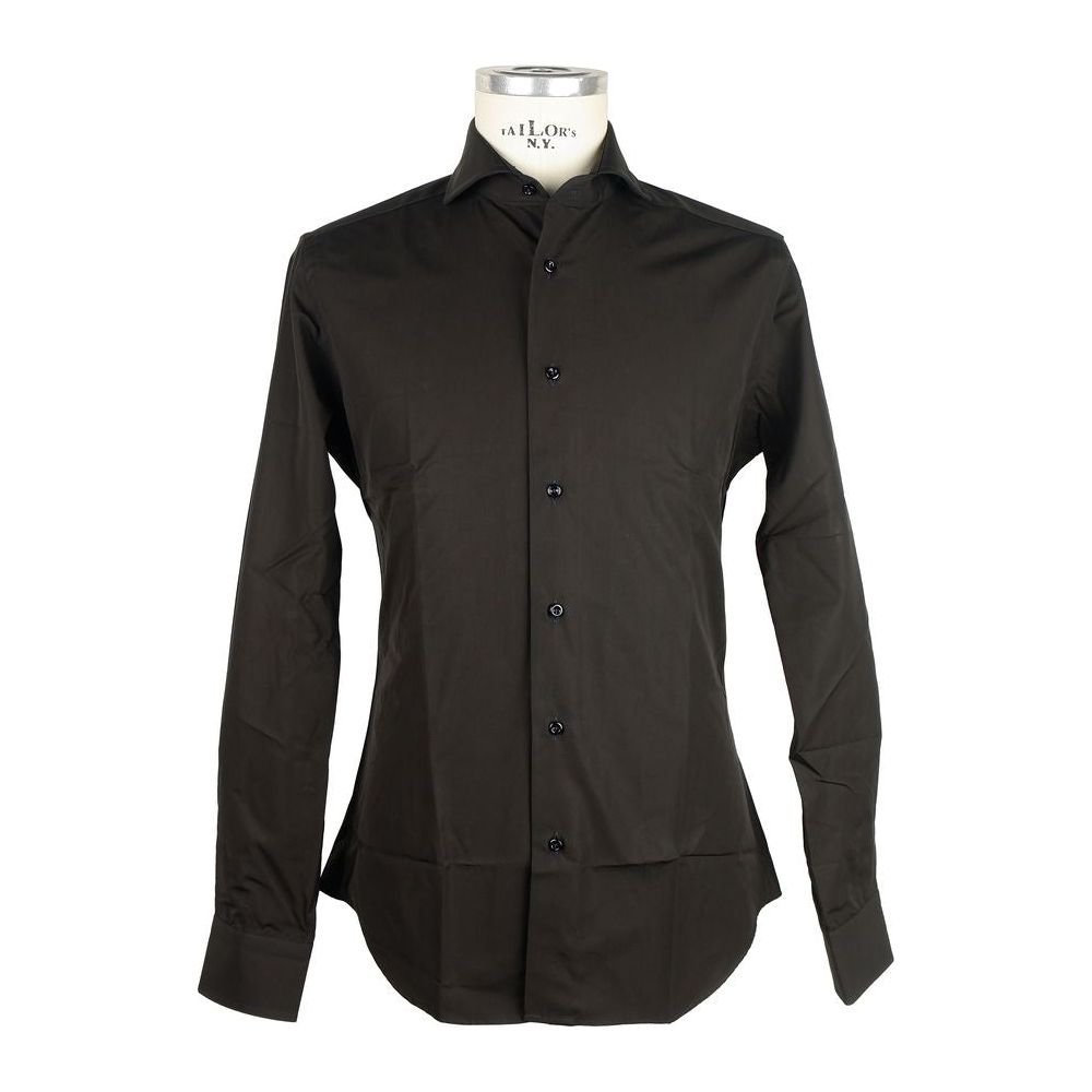 Made in Italy Sleek Milano Cotton Men's Shirt in Black Made in Italy