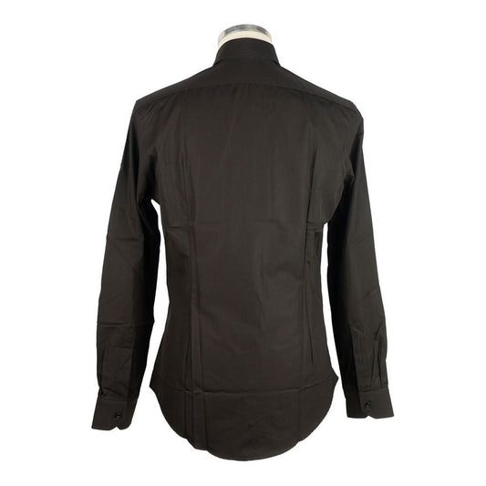 Made in Italy Sleek Milano Cotton Men's Shirt in Black Made in Italy