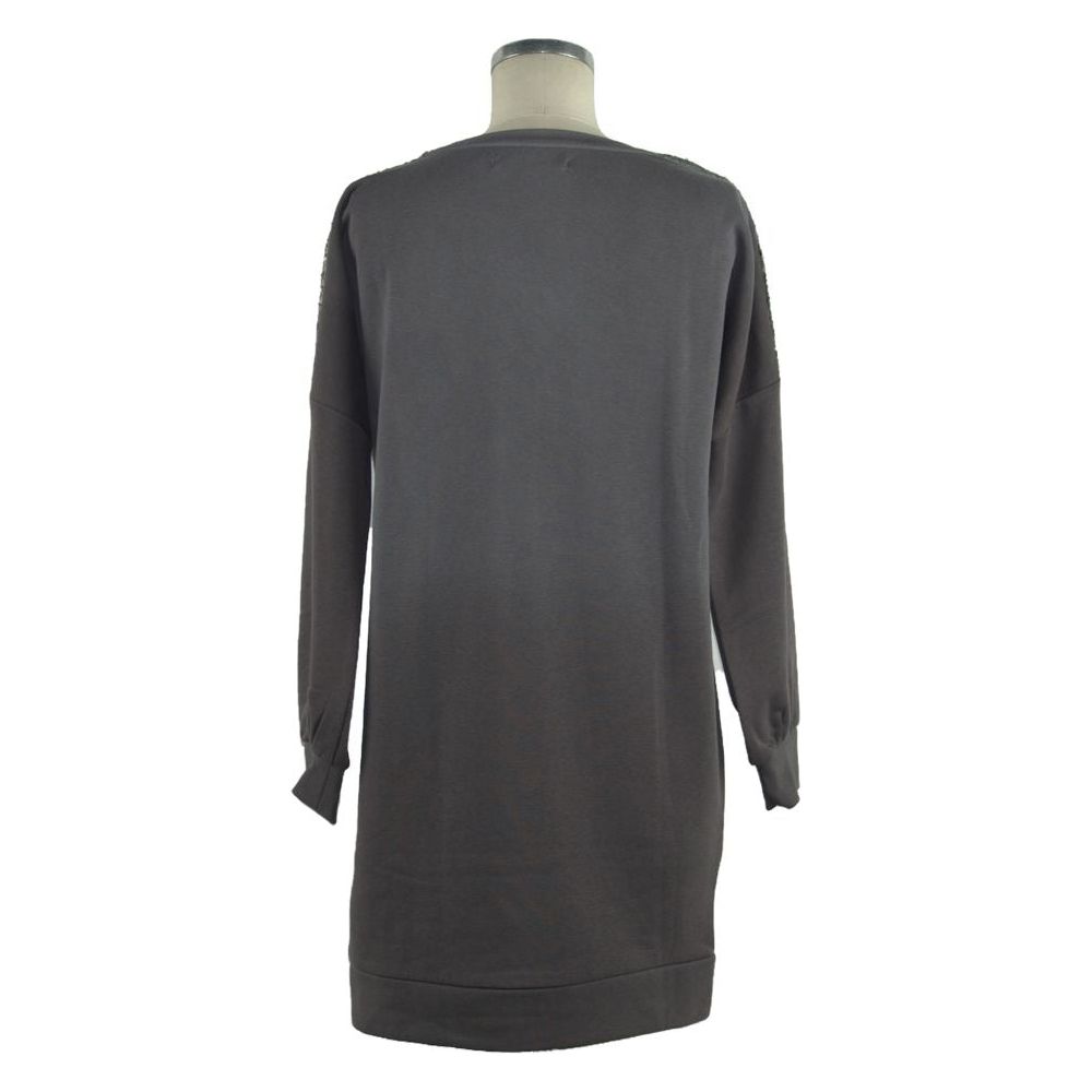 Imperfect Gray Cotton Women Sweatshirt Dress Imperfect