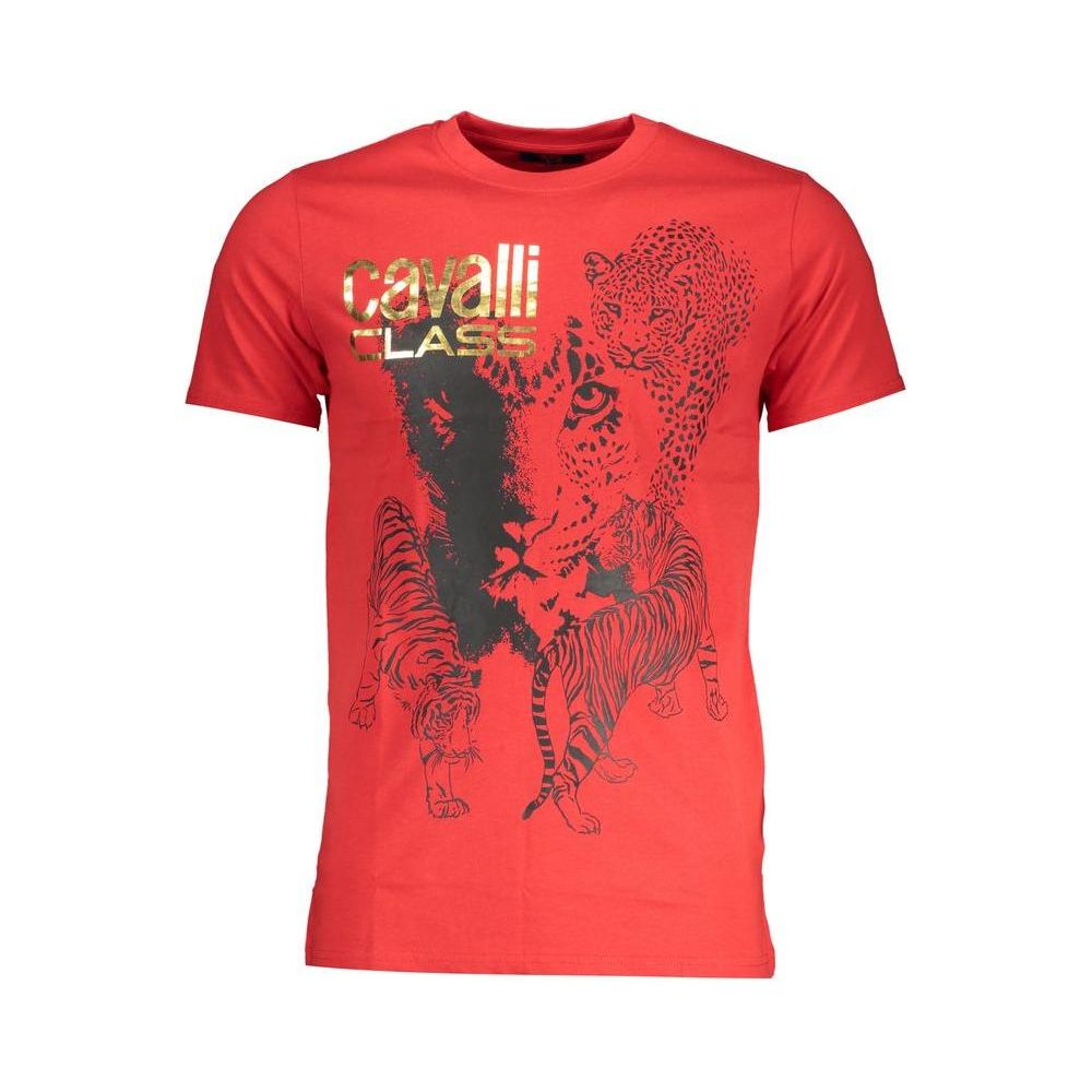 Cavalli Class Red Cotton T-Shirt Cavalli Class