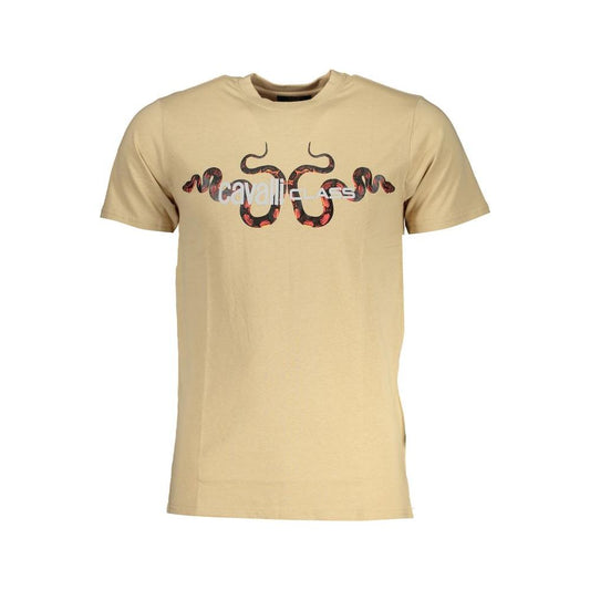 Cavalli Class Beige Cotton T-Shirt Cavalli Class