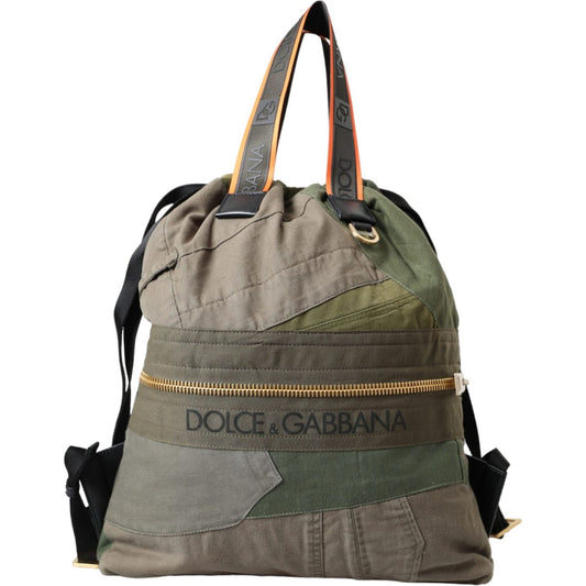 Dolce & Gabbana Military Green Patchwork Rucksack Backpack Bag Dolce & Gabbana