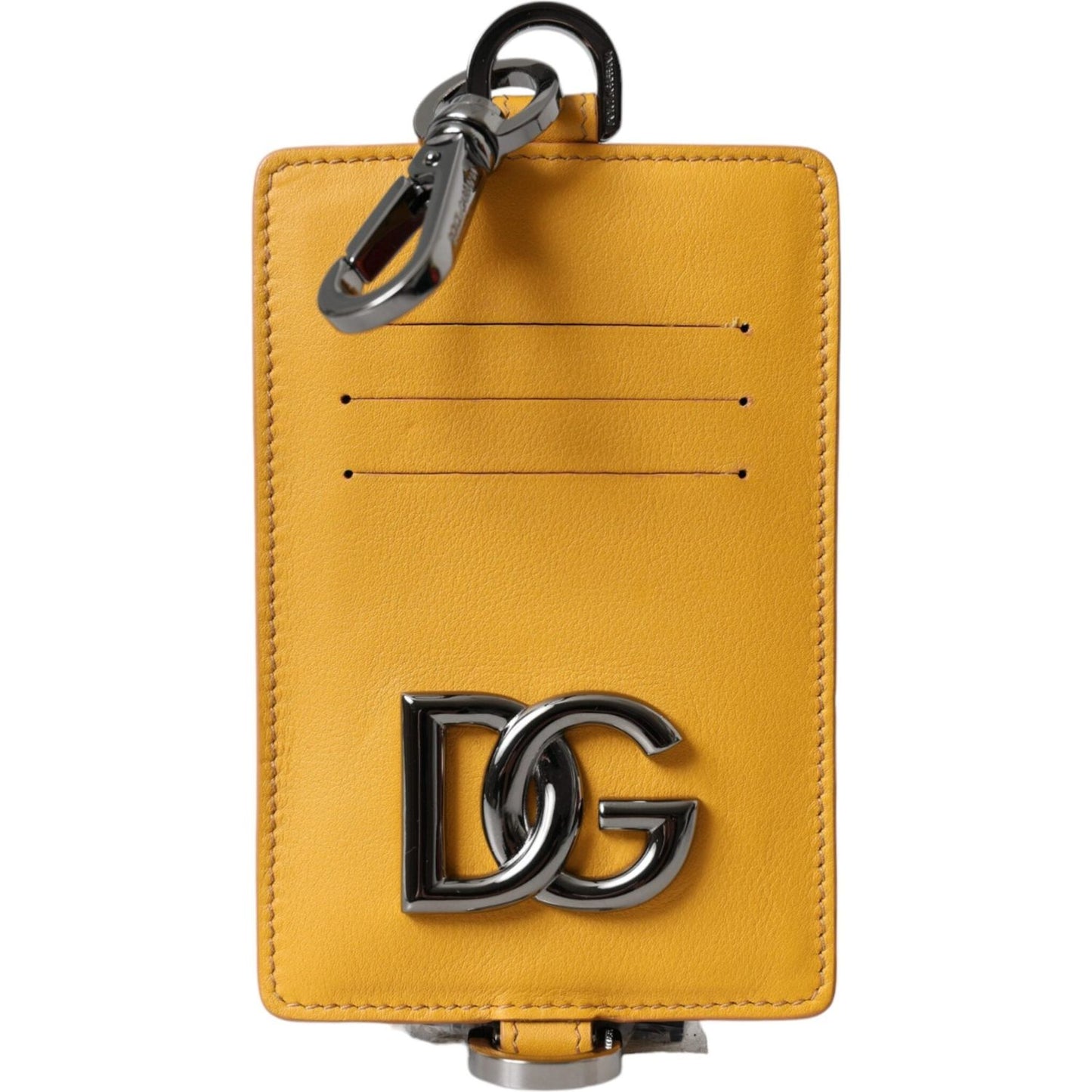 Dolce & Gabbana Orange Calf Leather Credit Card Holder Clip On Wallet Dolce & Gabbana