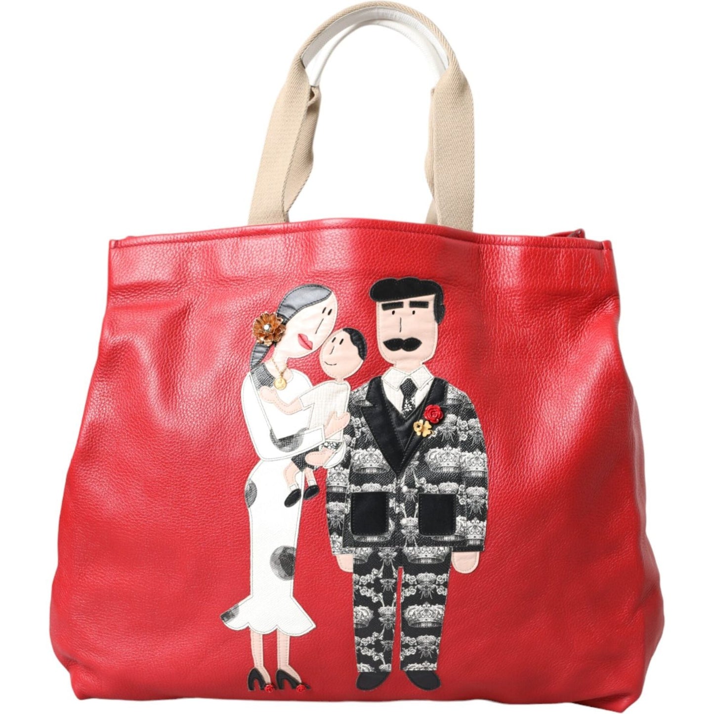 Dolce & Gabbana Red Leather #DGFamily Patch Shopping Tote Bag Dolce & Gabbana