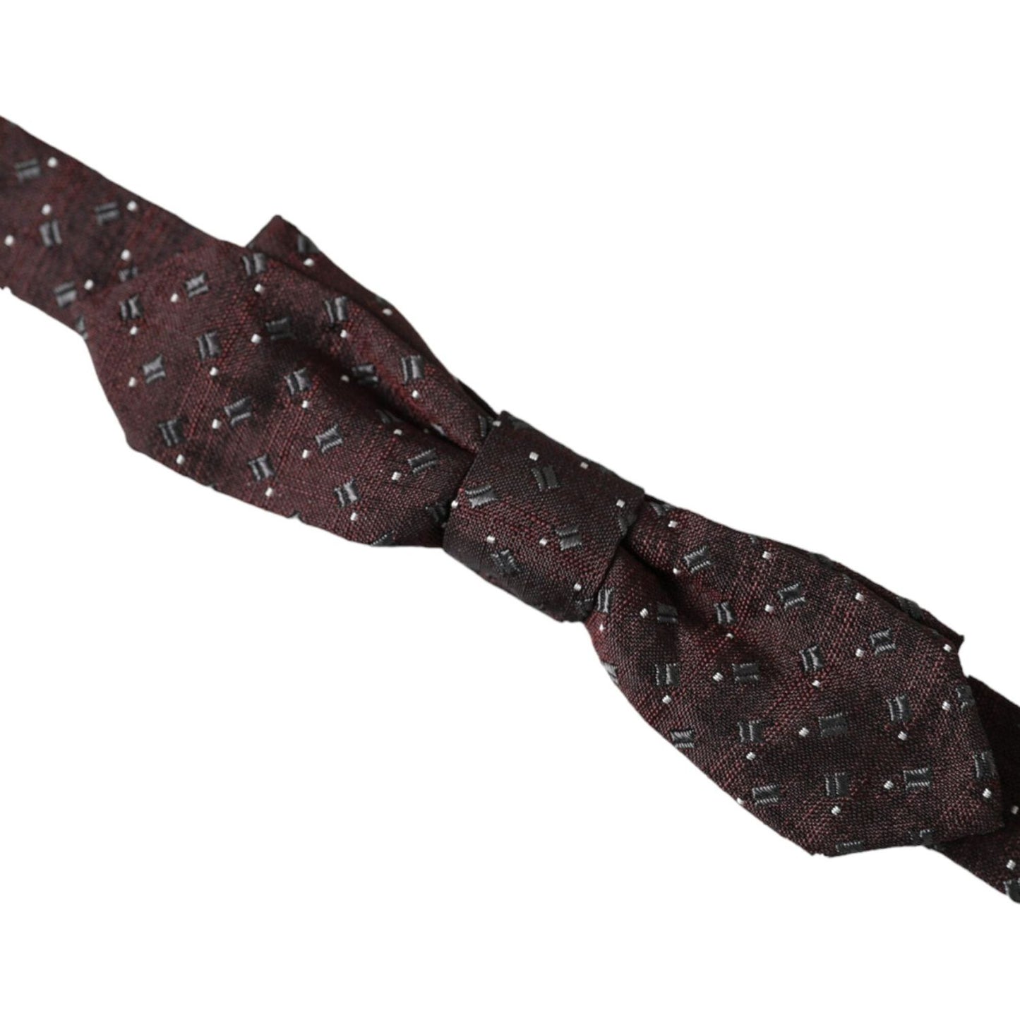 Dolce & Gabbana Maroon Silk Patterned Adjustable Neck Papillon Bow Tie Dolce & Gabbana