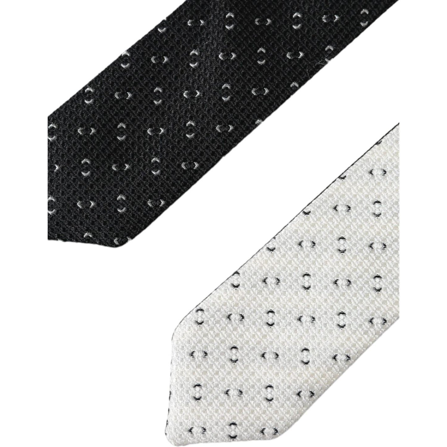 Dolce & Gabbana Black White Patterned Adjustable Tie Dolce & Gabbana