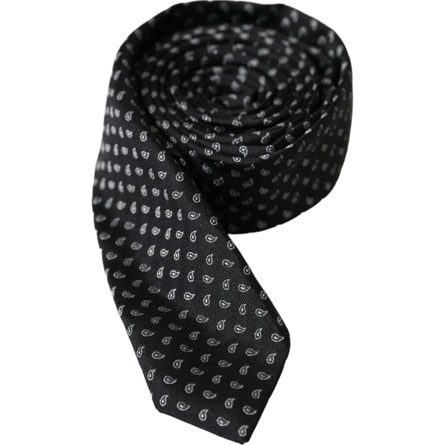 Dolce & Gabbana Black Jacquard Patterned Silk Adjustable Men Tie Dolce & Gabbana