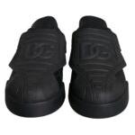 Dolce & Gabbana Black Leather Slip On Low Top Sneakers Shoes Dolce & Gabbana