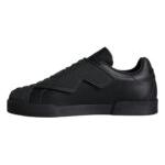 Dolce & Gabbana Black Leather Slip On Low Top Sneakers Shoes Dolce & Gabbana