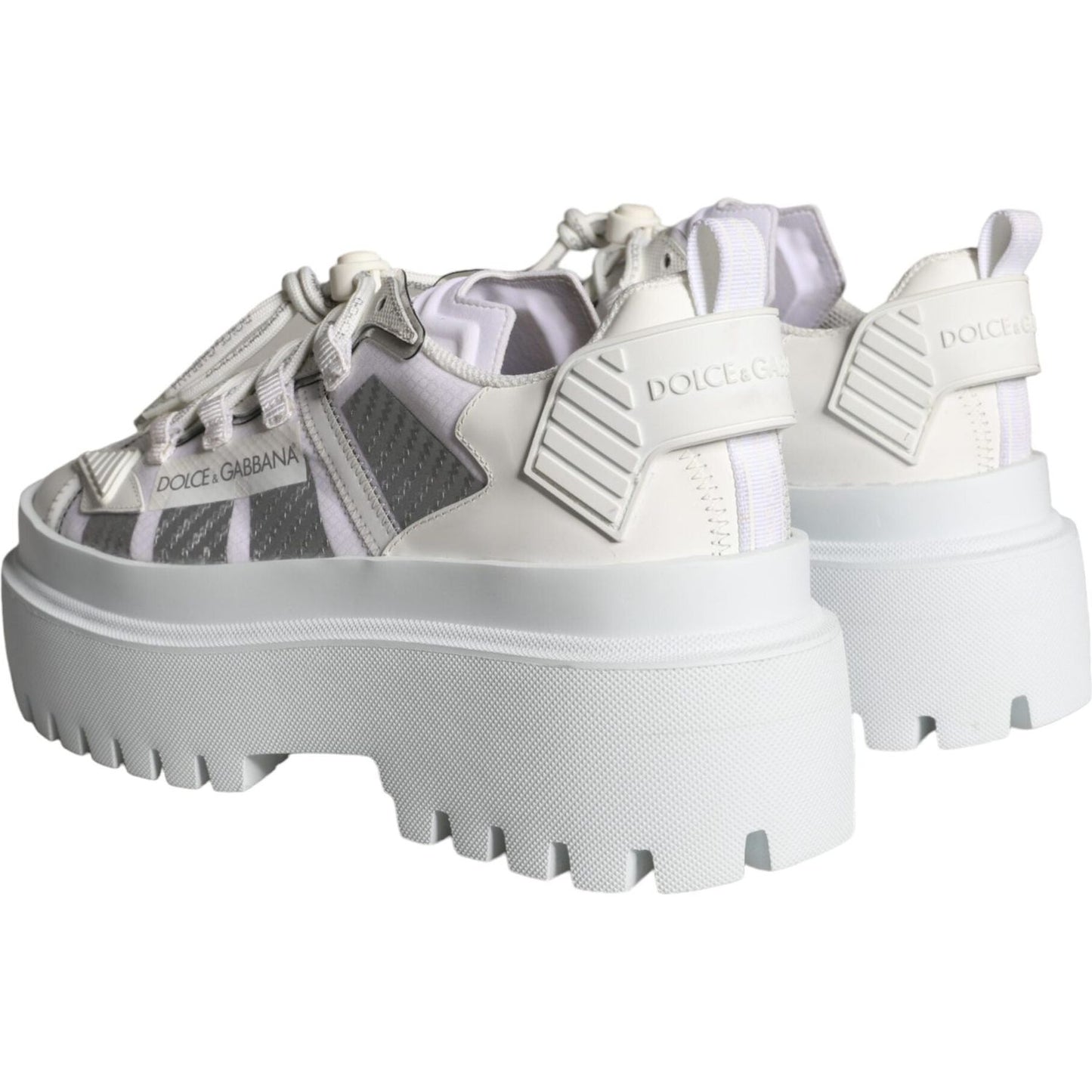 Dolce & Gabbana White Silver Chunky Platform Sneakers Shoes Dolce & Gabbana