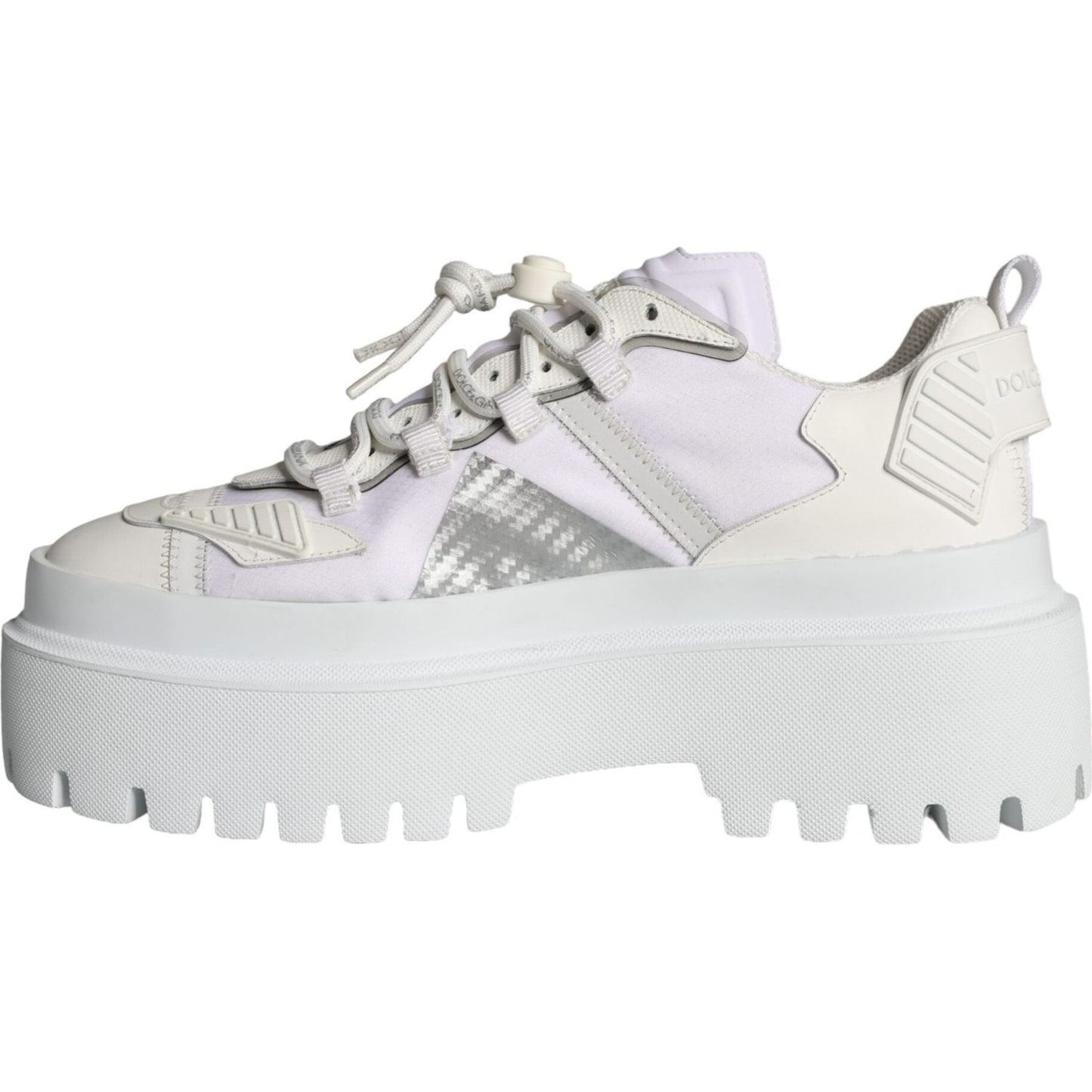 Dolce & Gabbana White Silver Chunky Platform Sneakers Shoes Dolce & Gabbana