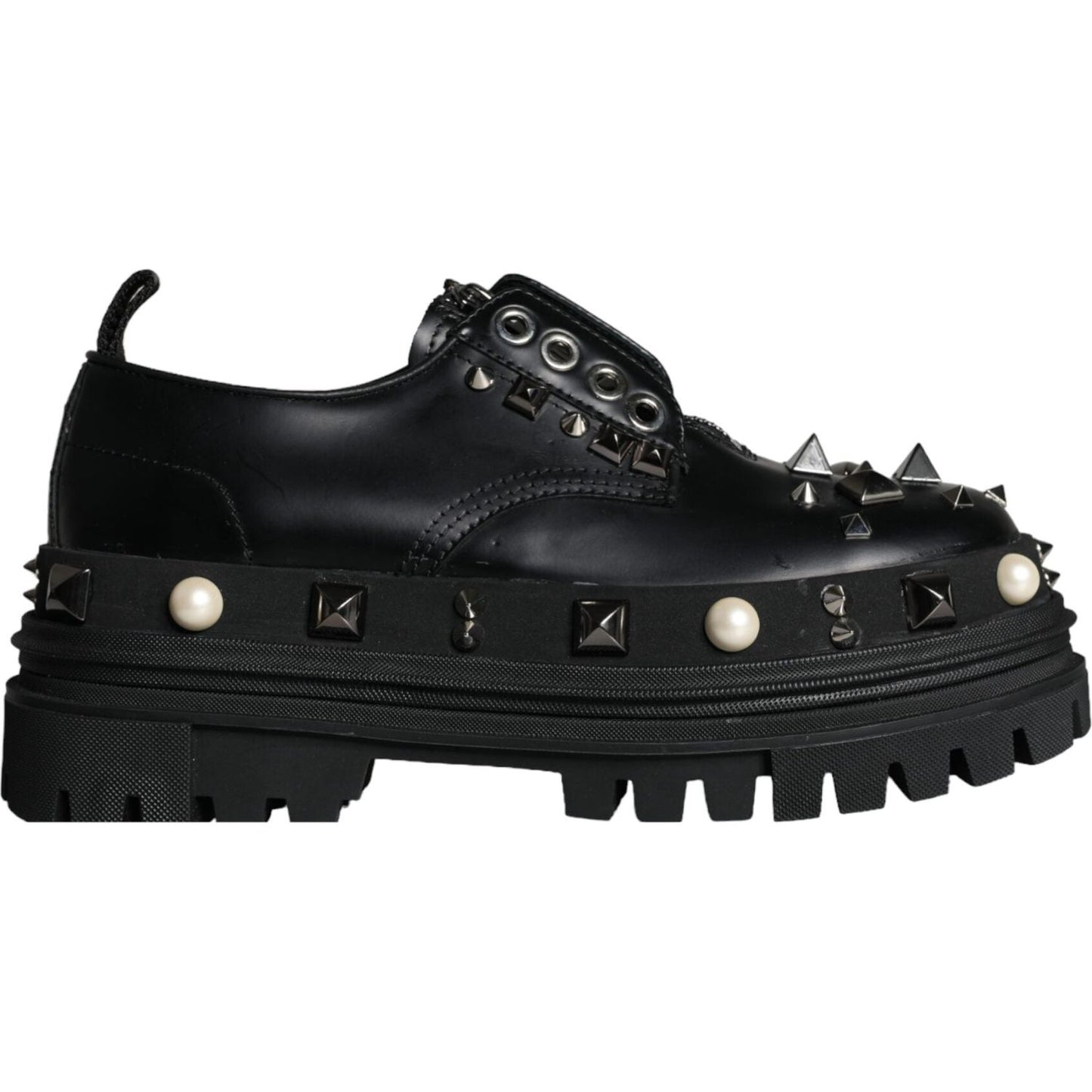 Dolce & Gabbana Black Trekking Studded Derby Sneakers Shoes Dolce & Gabbana