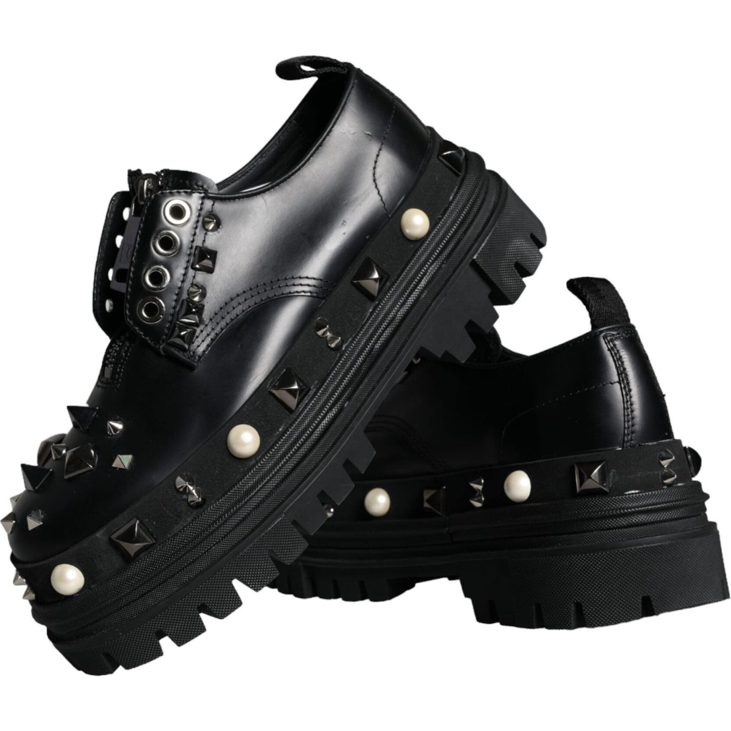 Dolce & Gabbana Black Trekking Studded Derby Sneakers Shoes Dolce & Gabbana