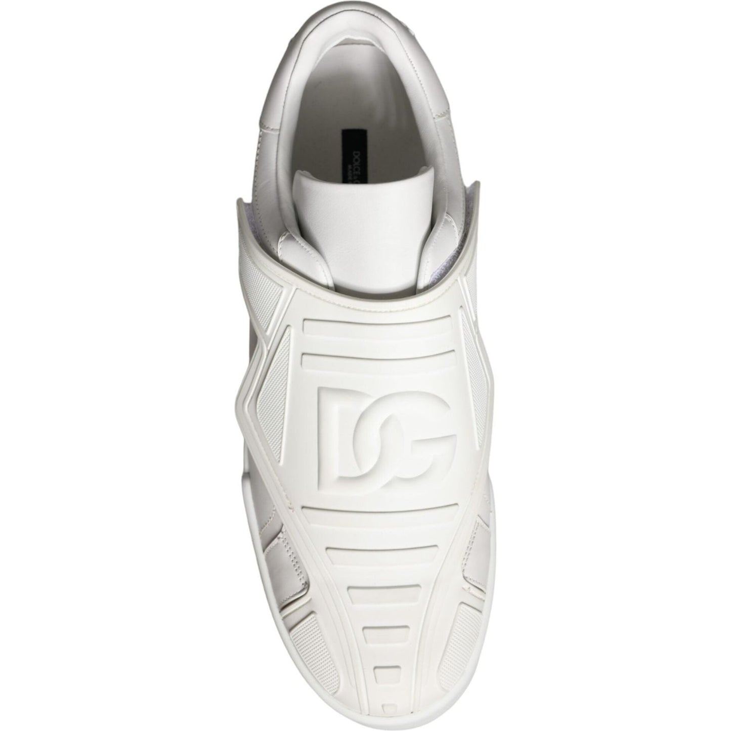 Dolce & Gabbana White Leather Slip On Low Top Sneakers Shoes Dolce & Gabbana