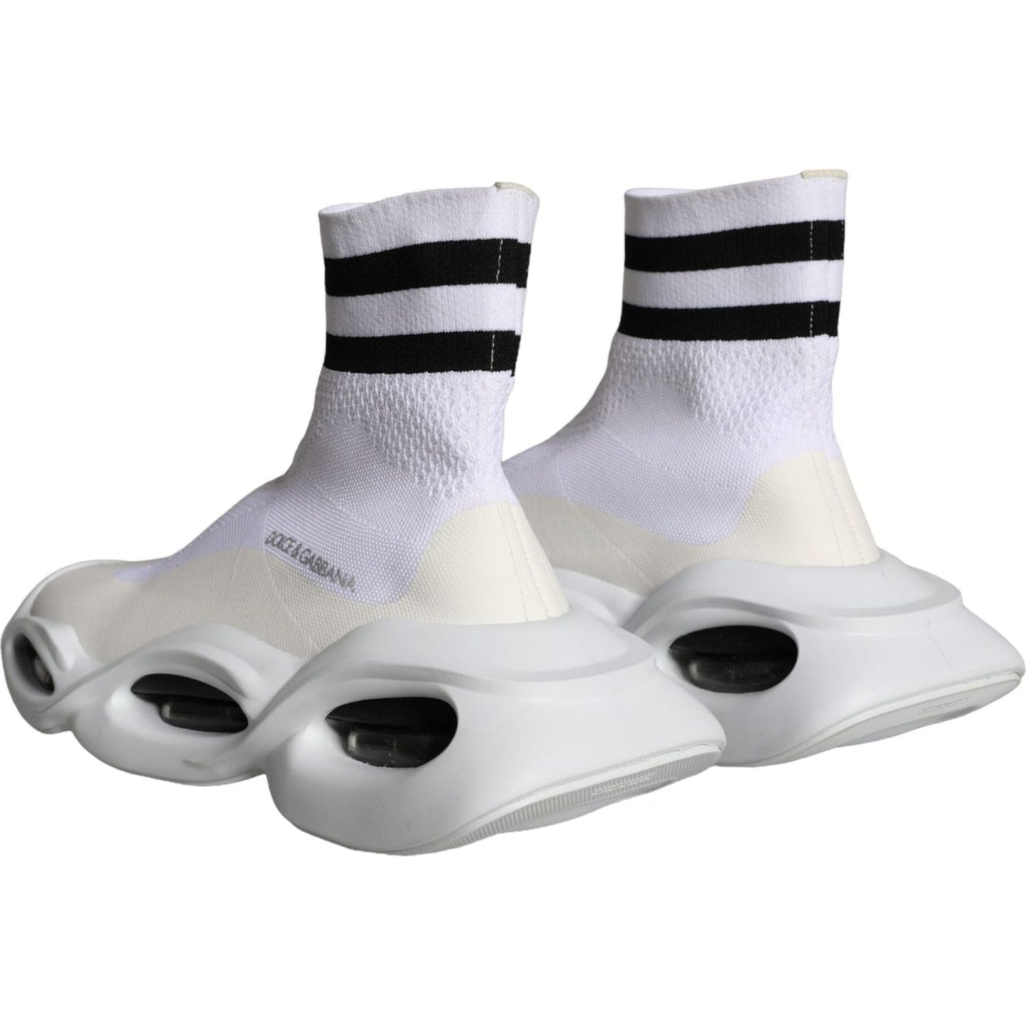 Dolce & Gabbana White Black Slip On Wave Socks Sneakers Shoes Dolce & Gabbana