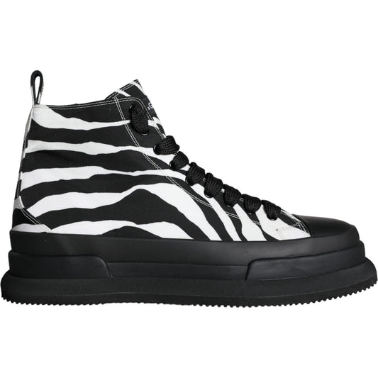 Dolce & Gabbana Black White Zebra High Top Men Sneaker Shoes Dolce & Gabbana