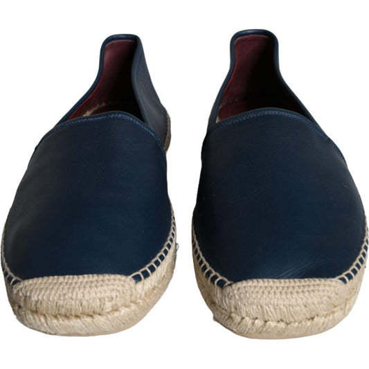 Dolce & Gabbana Blue Leather Leather Espadrille Flats Shoes Dolce & Gabbana