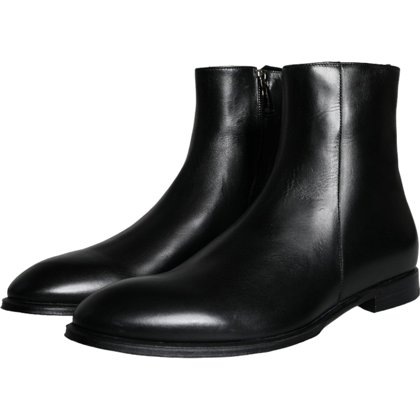 Dolce & Gabbana Black Calf Leather Men Ankle Boots Shoes Dolce & Gabbana