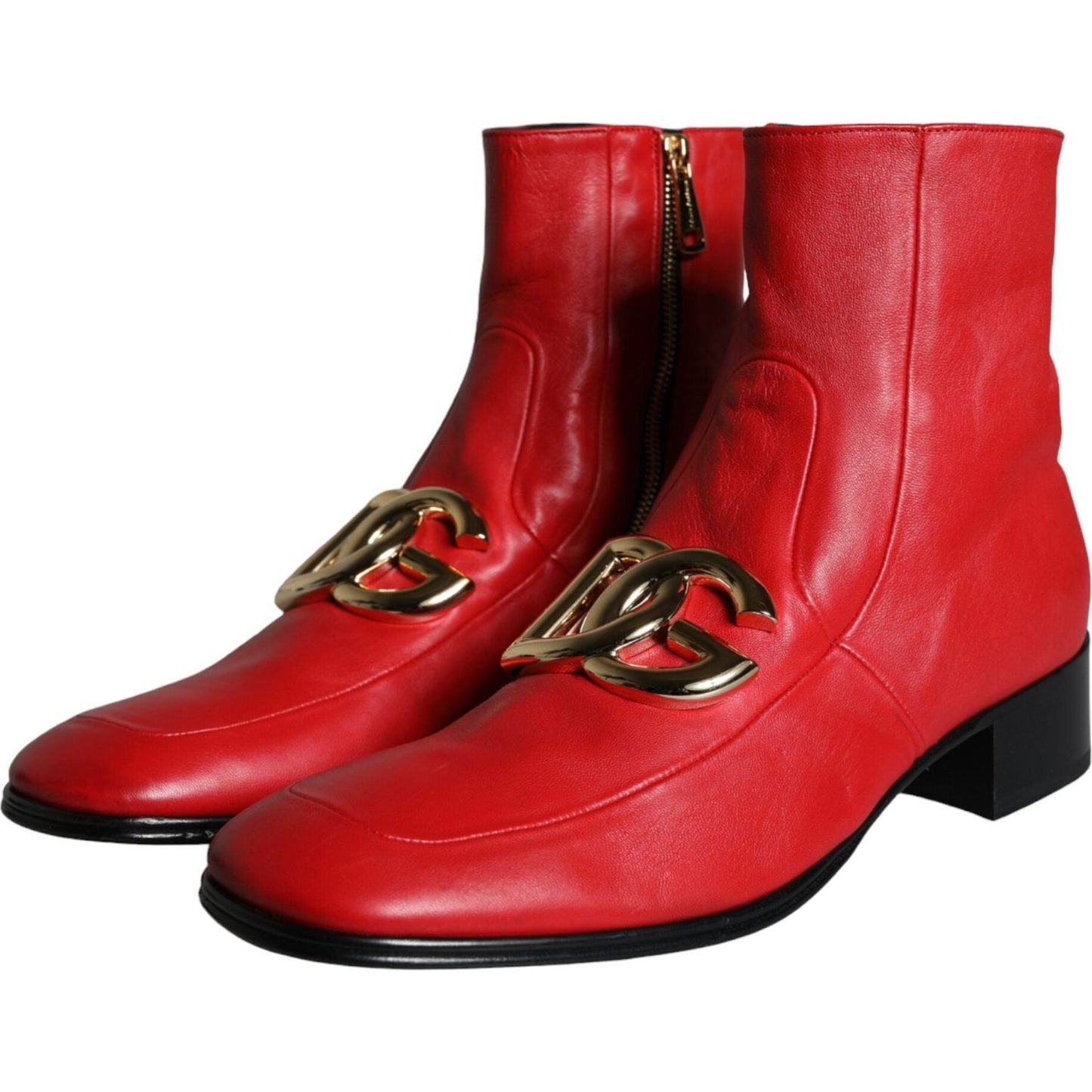 Dolce & Gabbana Red Lambskin Leather Men Ankle Boots Shoes Dolce & Gabbana