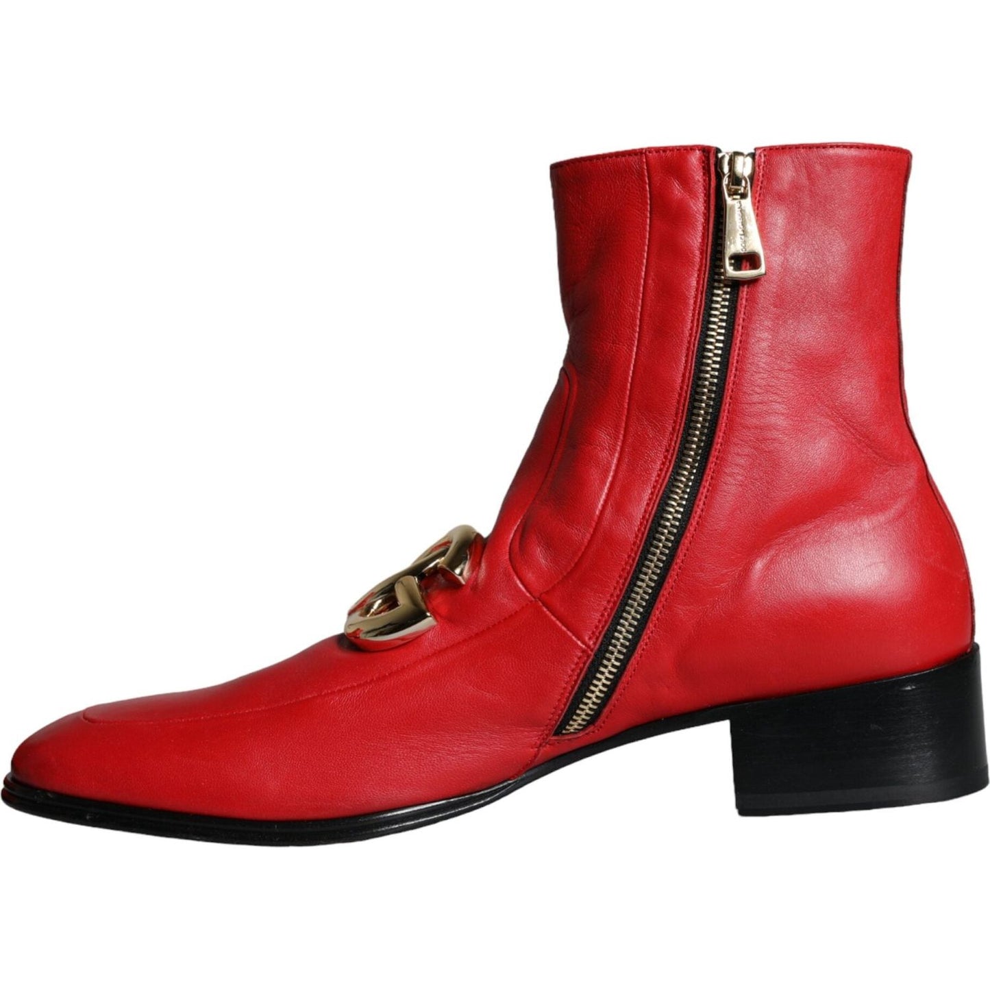 Dolce & Gabbana Red Lambskin Leather Men Ankle Boots Shoes Dolce & Gabbana