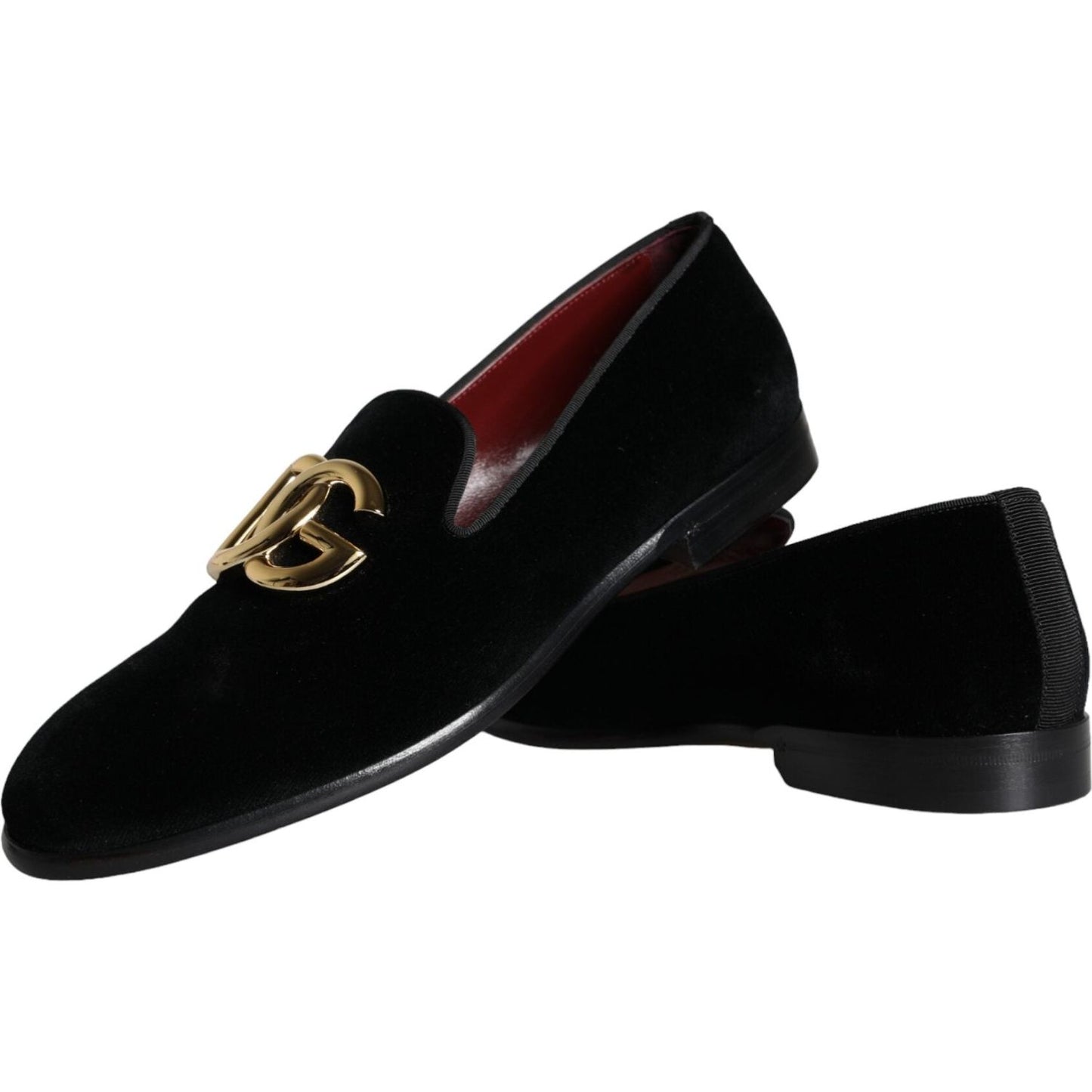 Dolce & Gabbana Black Velvet Cotton Logo Loafers Dress Shoes Dolce & Gabbana