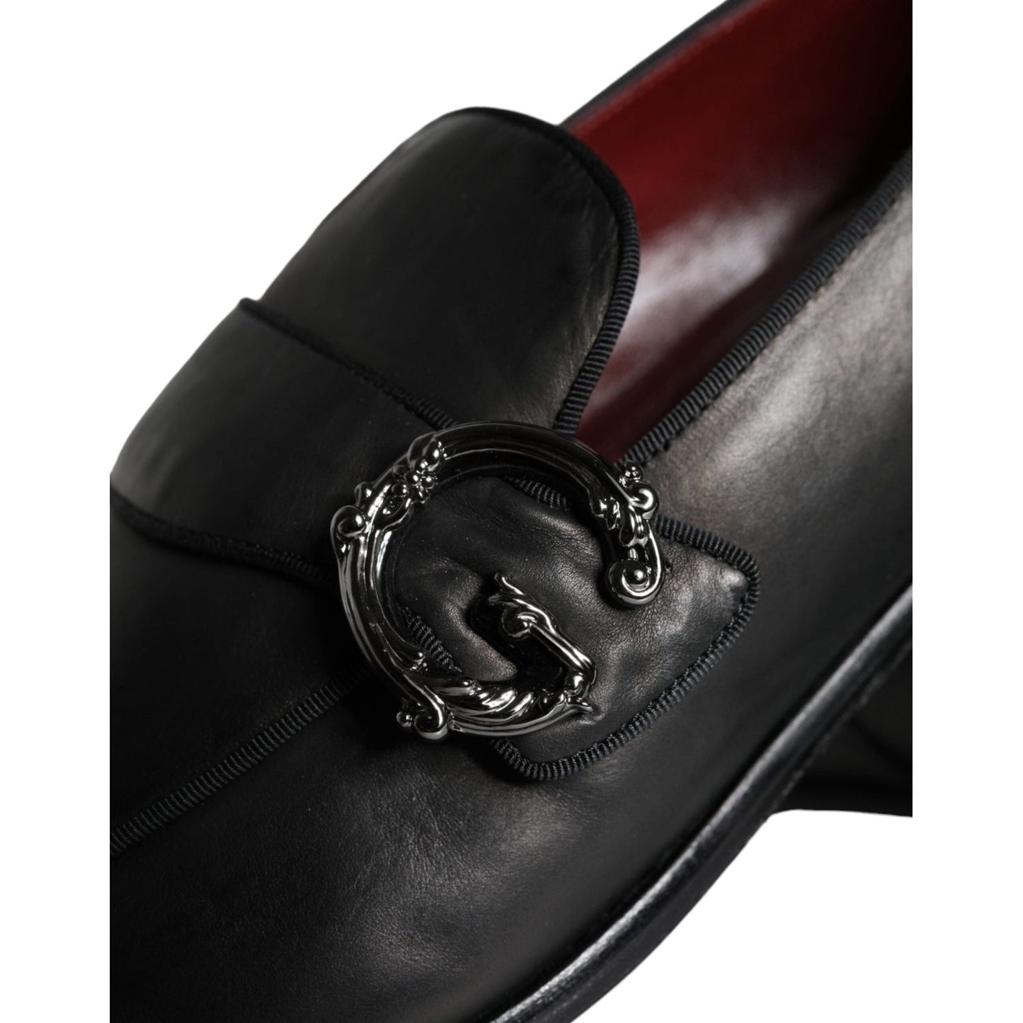 Dolce & Gabbana Black Leather Logo Loafers Men Dress Shoes Dolce & Gabbana