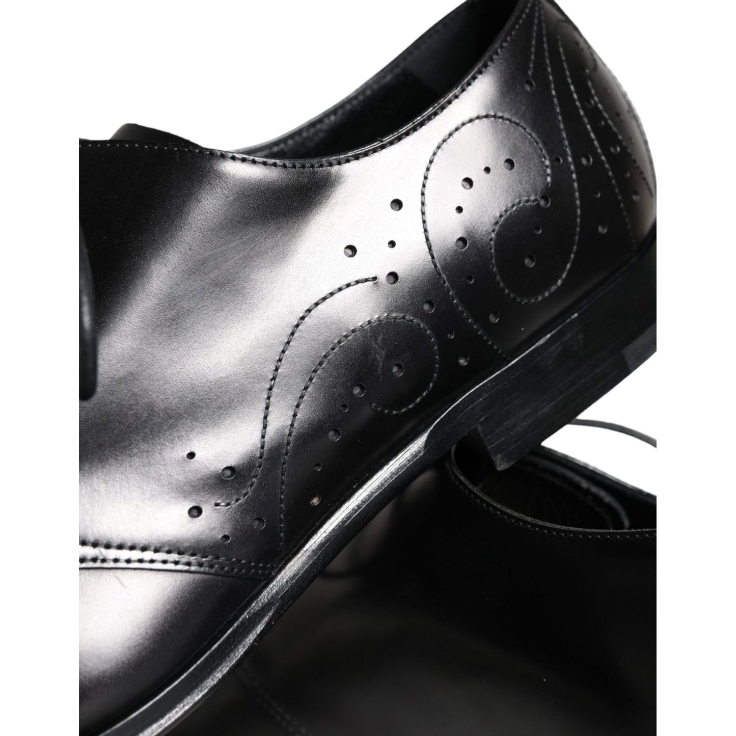 Dolce & Gabbana Black Calfskin Leather Derby Men Dress Shoes Dolce & Gabbana