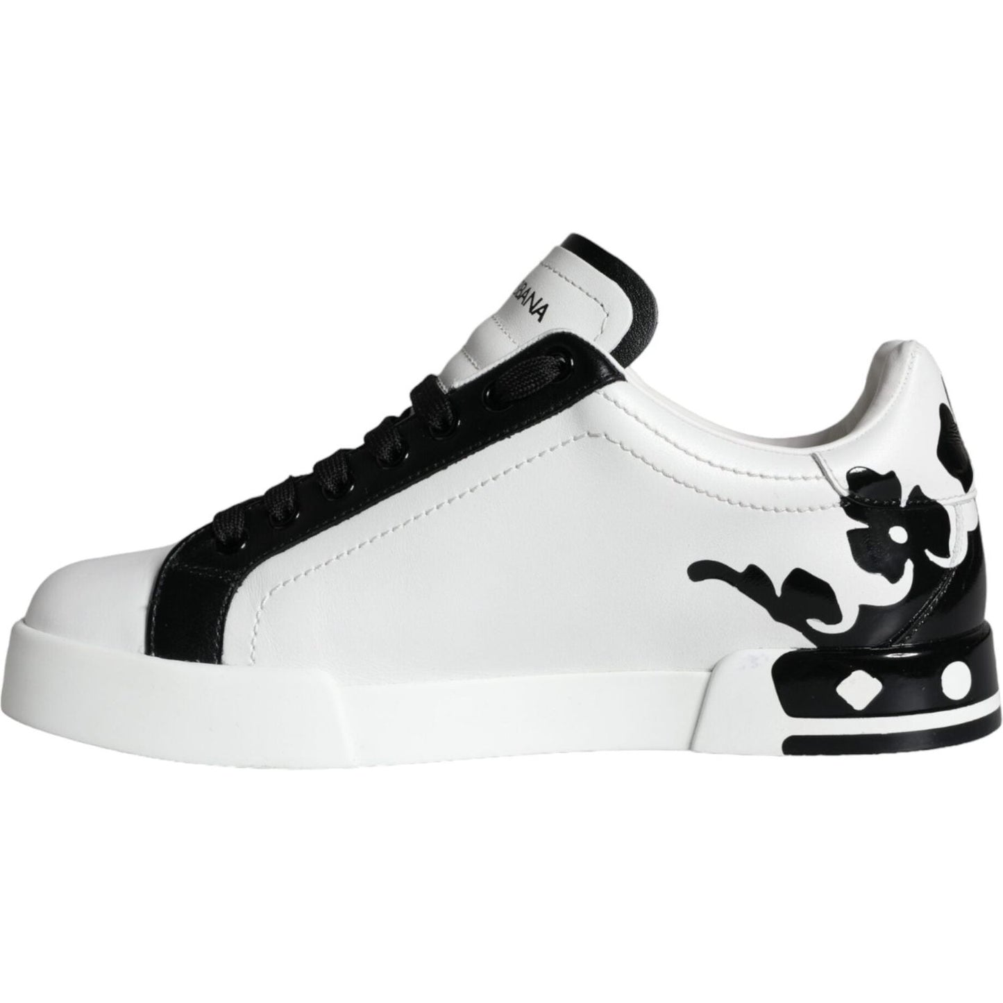 Dolce & Gabbana White Black Leather Crown Milano Sneakers Shoes Dolce & Gabbana