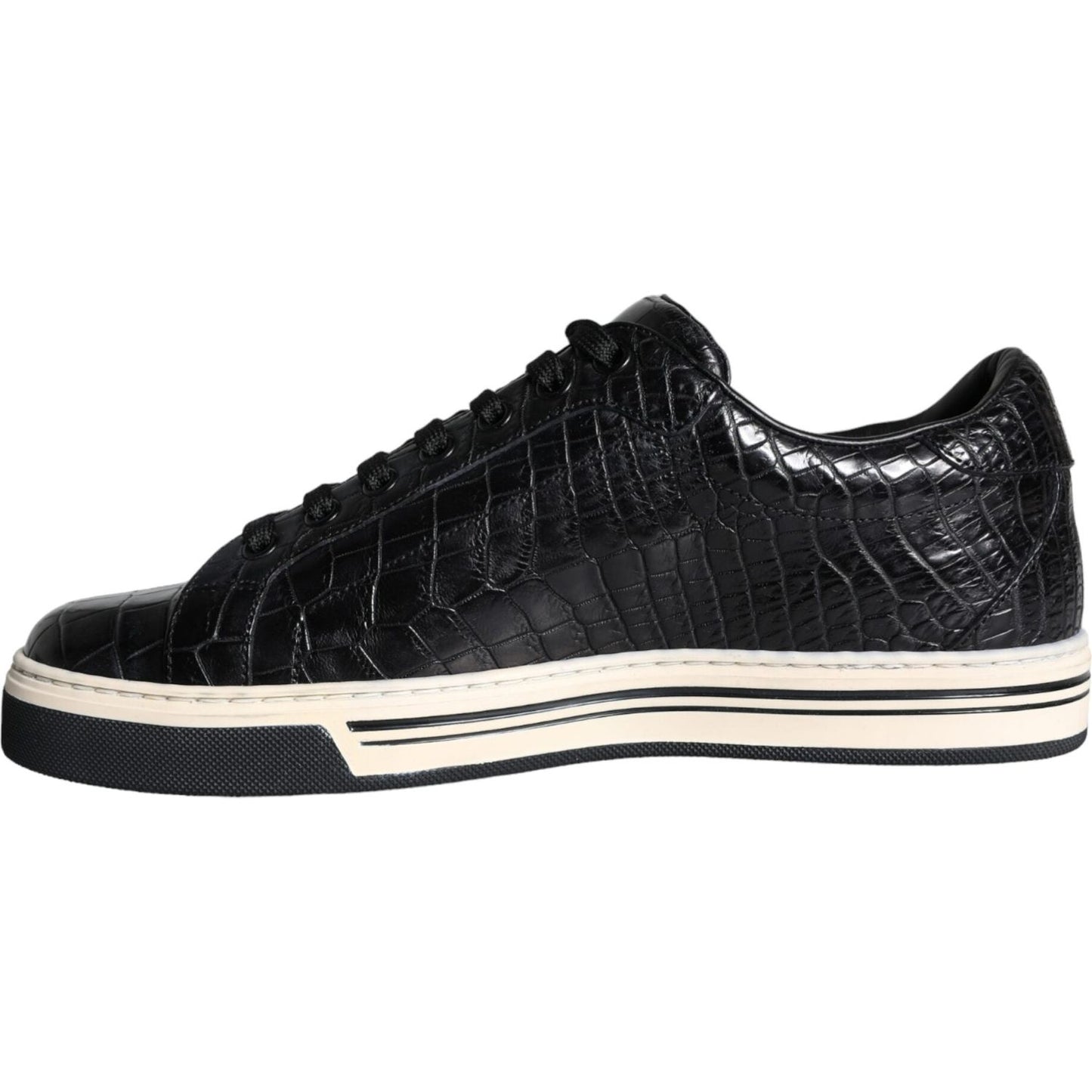 Dolce & Gabbana Black Leather Men Low Top Sneakers Shoes Dolce & Gabbana