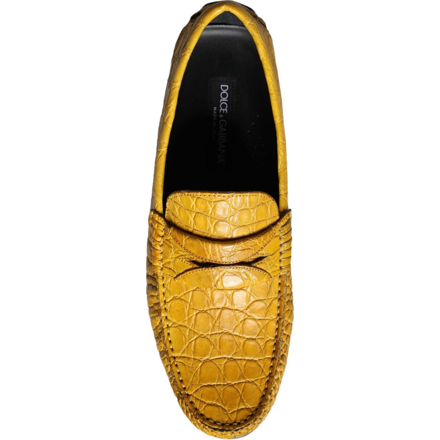 Dolce & Gabbana Yellow Leather Slip Mocassin Loafers Shoes Dolce & Gabbana