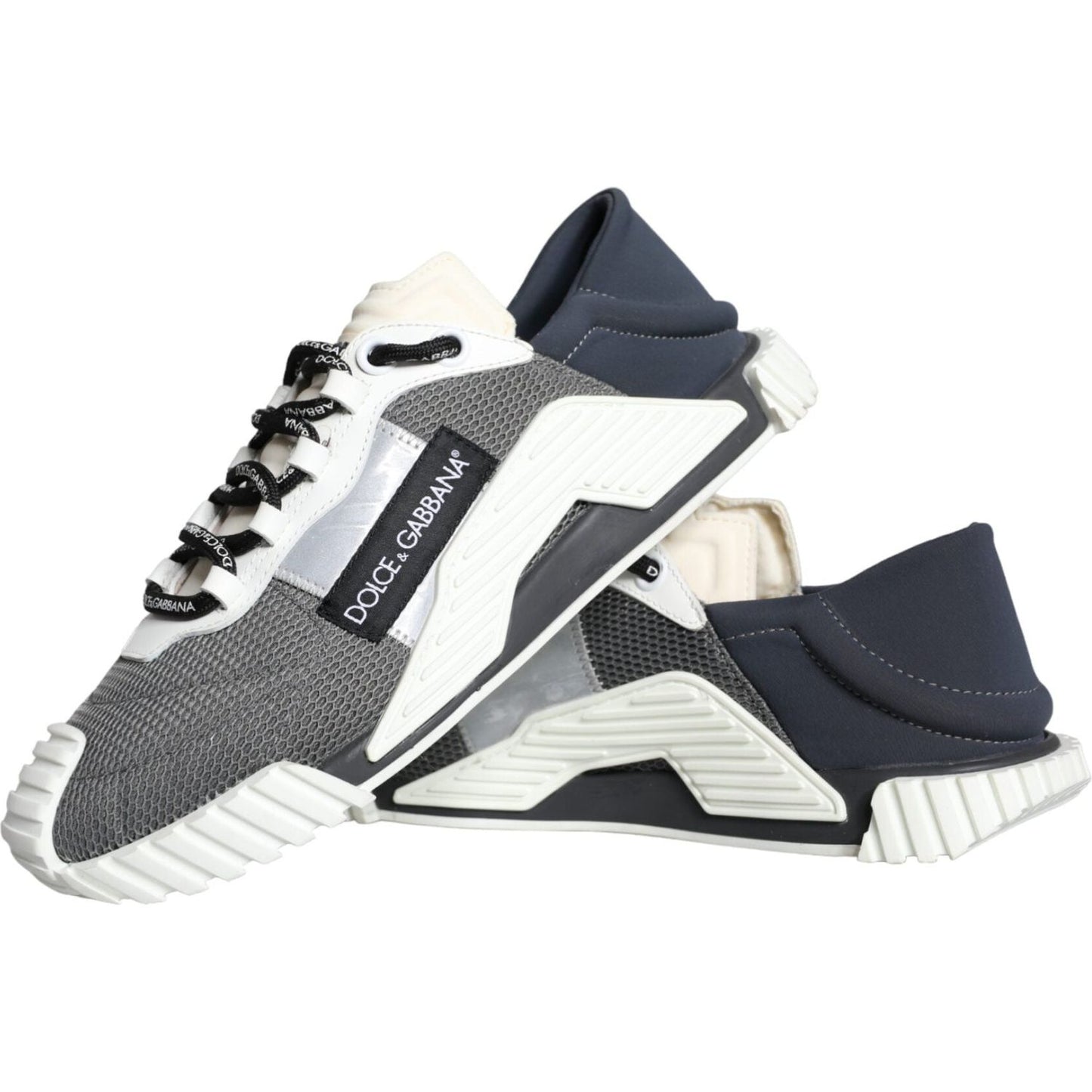 Dolce & Gabbana White Gray Low Top NS1 Sneakers Men Shoes Dolce & Gabbana