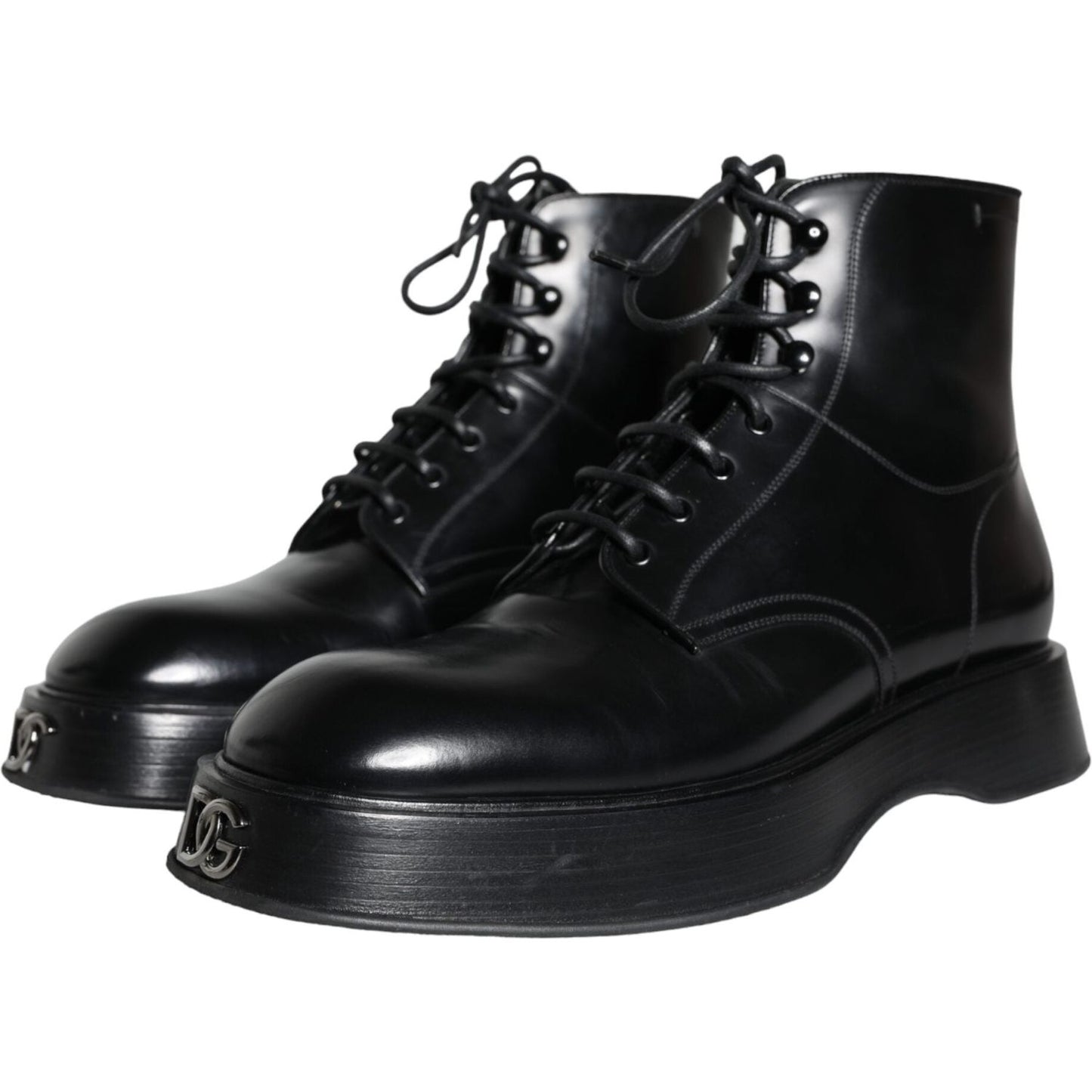 Dolce & Gabbana Black Leather Lace Up Ankle Boots Men Shoes Dolce & Gabbana