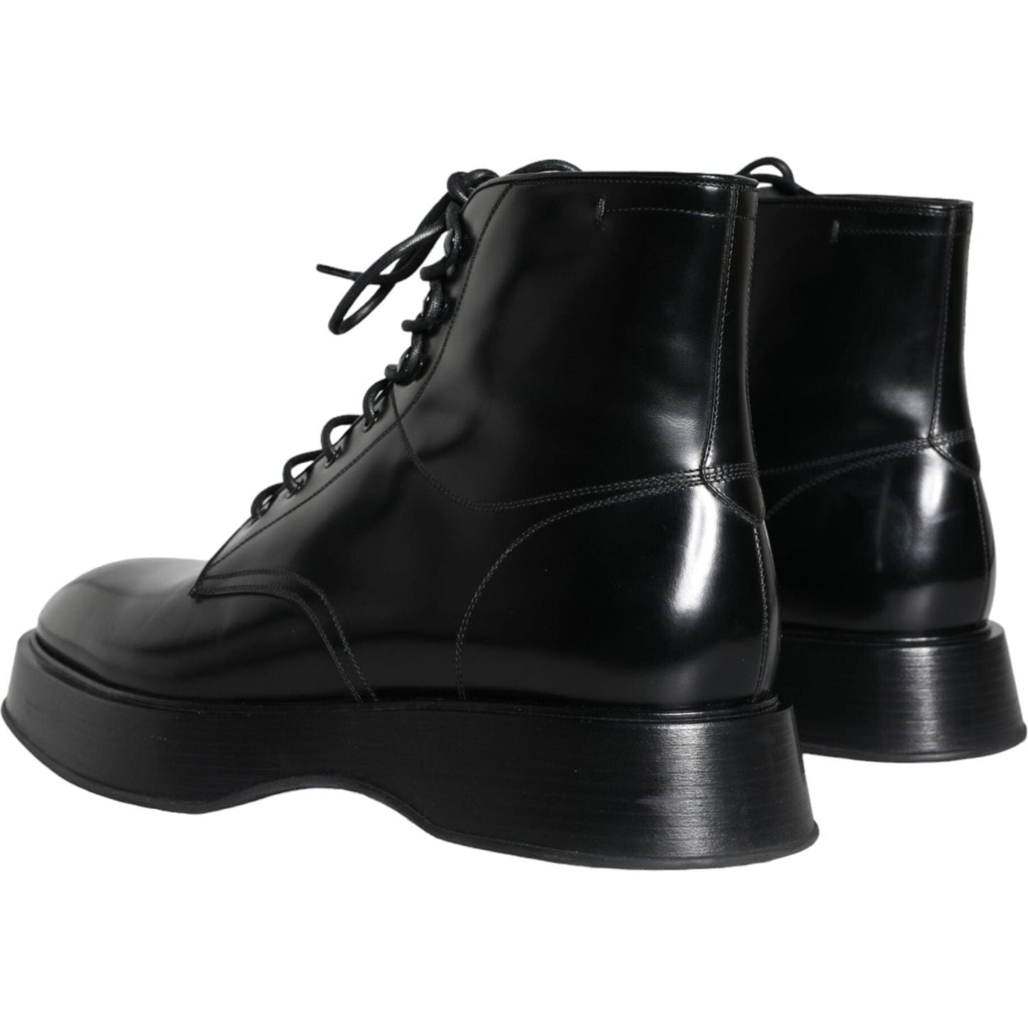 Dolce & Gabbana Black Leather Lace Up Ankle Boots Men Shoes Dolce & Gabbana