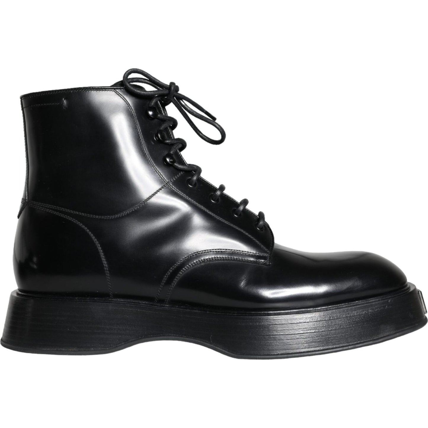 Dolce & Gabbana Black Leather Lace Up Ankle Boots Men Shoes Dolce & Gabbana