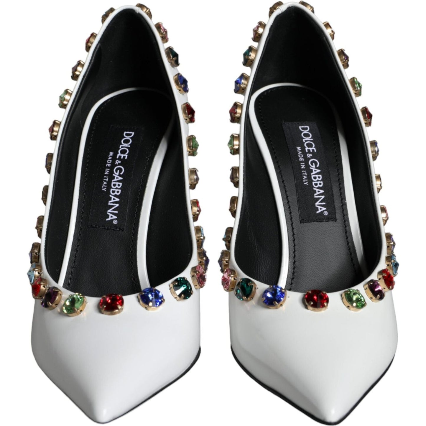 Dolce & Gabbana White Crystal Leather High Heels Pumps Shoes Dolce & Gabbana