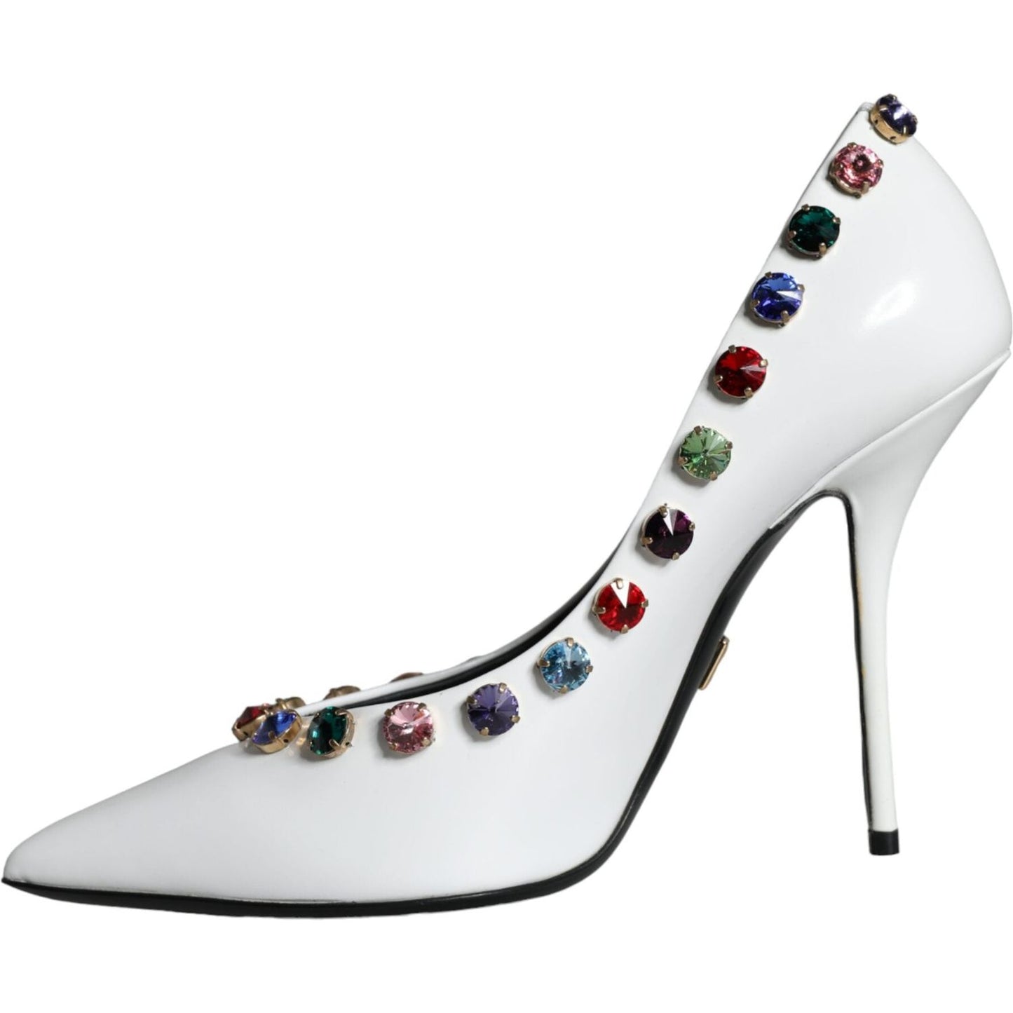 Dolce & Gabbana White Crystal Leather High Heels Pumps Shoes Dolce & Gabbana