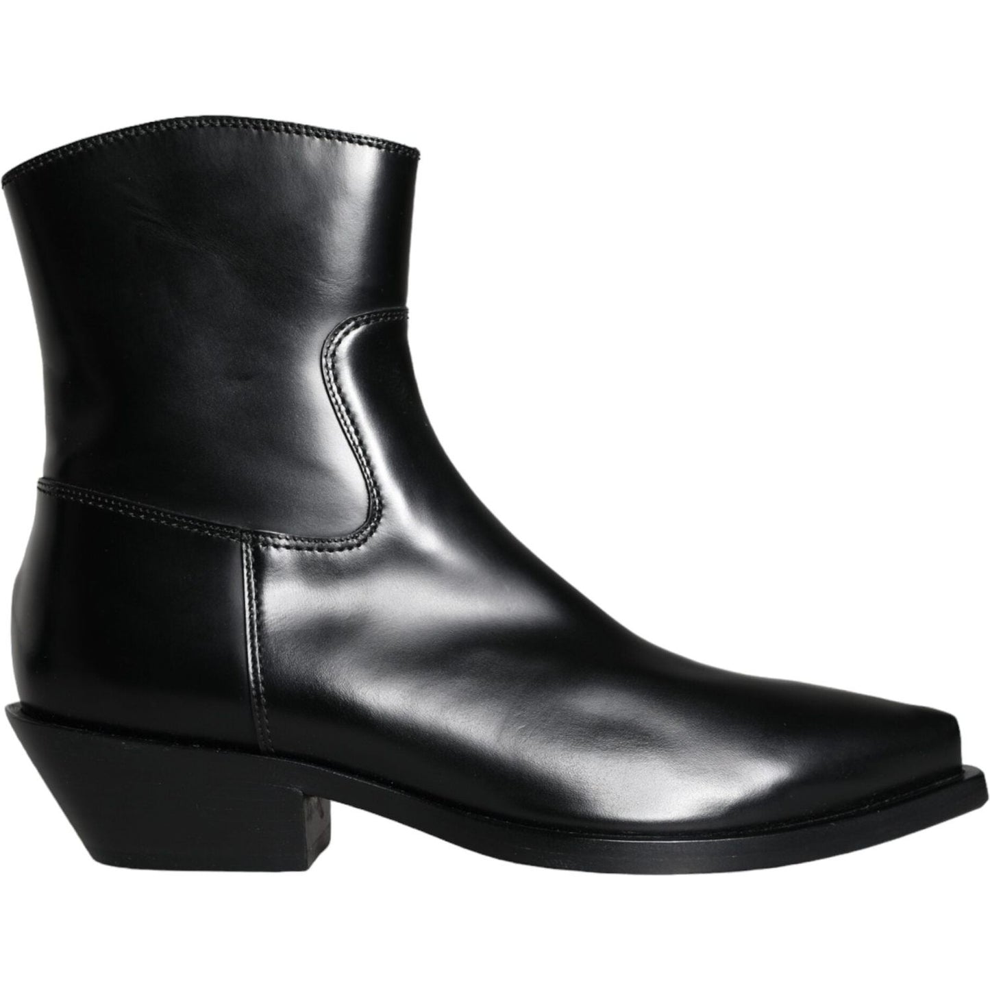 Dolce & Gabbana Black Leather Ankle Boots Booties Shoes Dolce & Gabbana