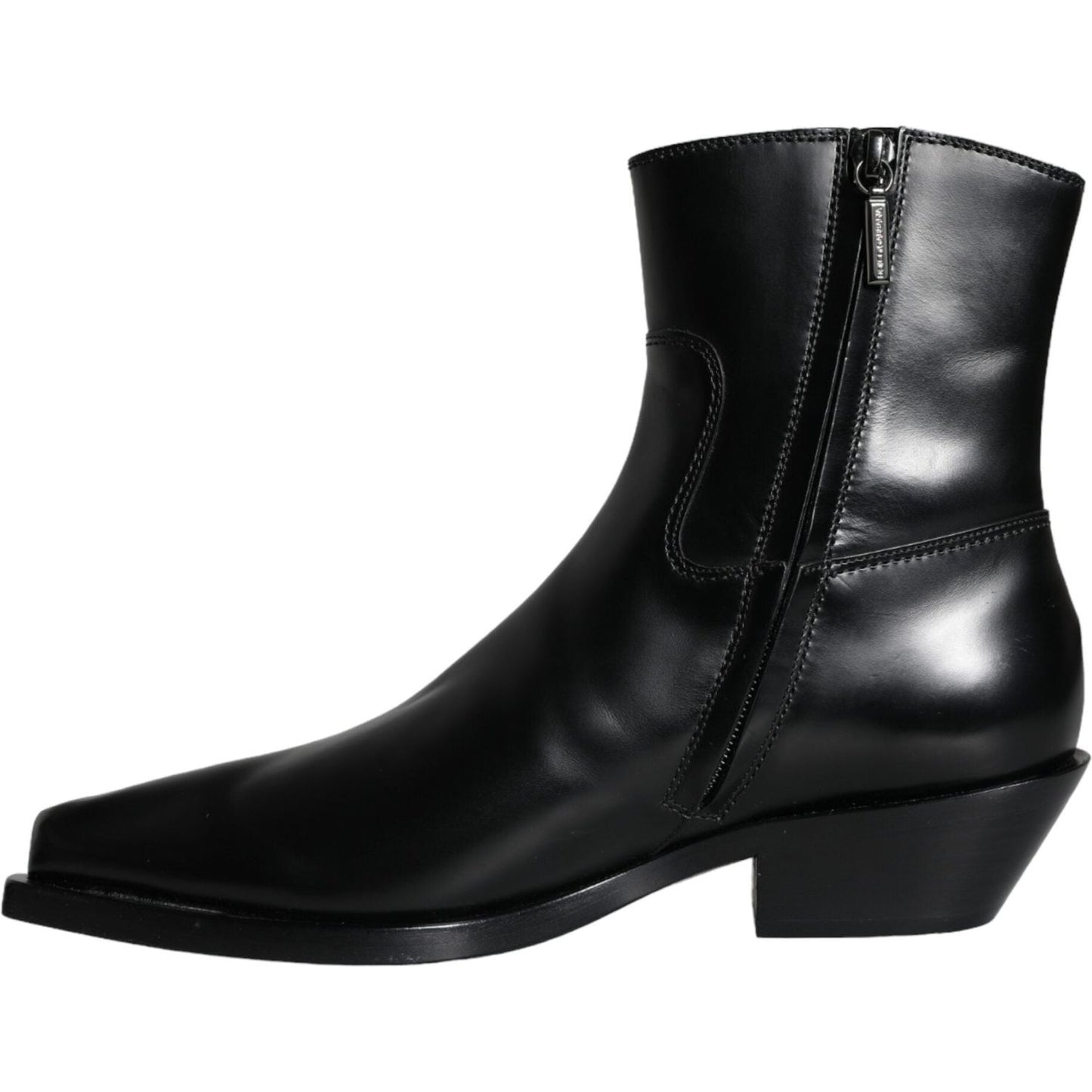 Dolce & Gabbana Black Leather Ankle Boots Booties Shoes Dolce & Gabbana