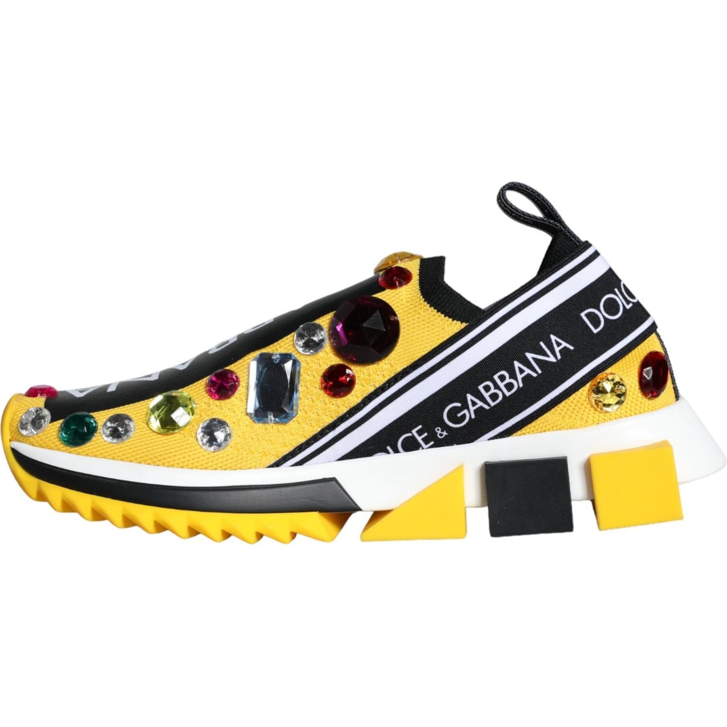 Dolce & Gabbana Yellow Sorrento Crystals Sneakers Womens Shoes Dolce & Gabbana