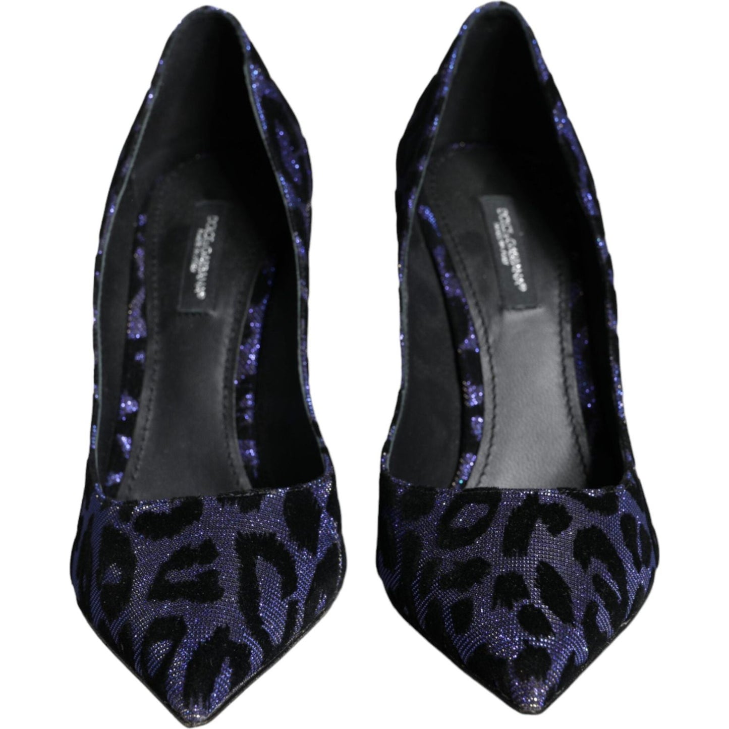 Dolce & Gabbana Dark Blue Leopard Lurex Heels Pumps Shoes