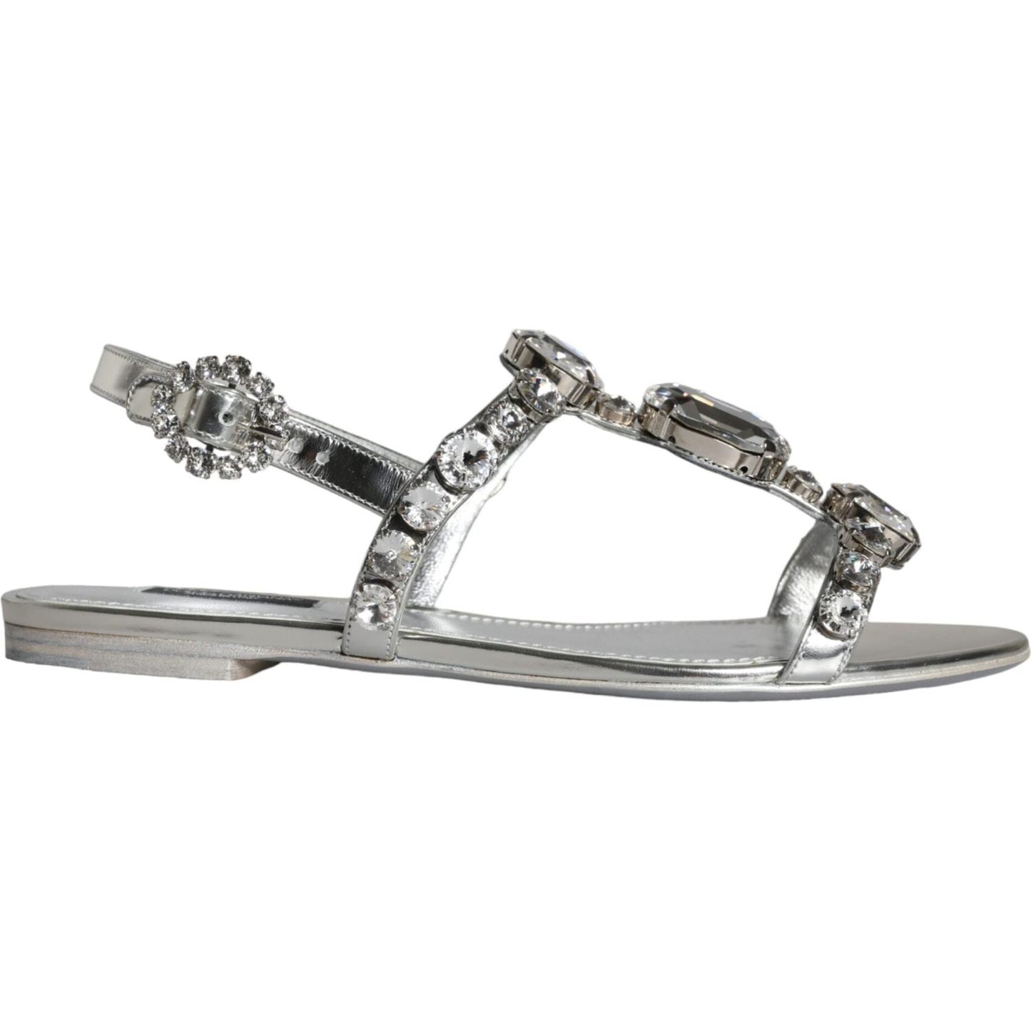 Dolce & Gabbana Silver Crystal Sandals Flats Flip Flops Shoes Dolce & Gabbana