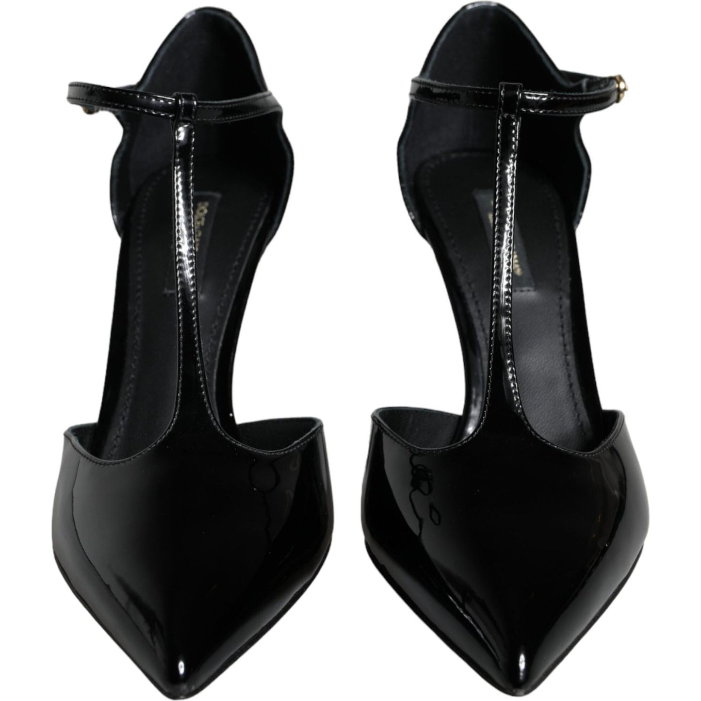 Dolce & Gabbana Black Leather T-strap Stiletto High Heels Shoes Dolce & Gabbana